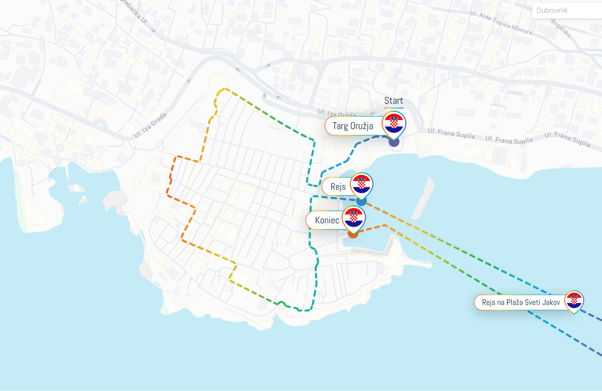 Mapa wycieczki Dubrownik inaczej